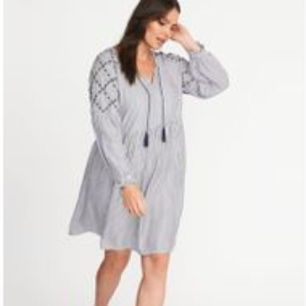 NWT Old Navy Boho Tassel-Tie Shift Dress | sz L